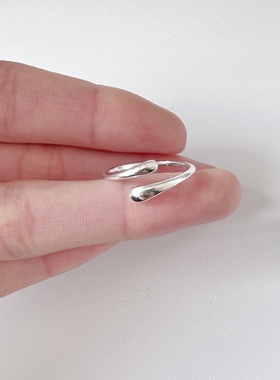 S925纯银水滴戒指日韩风水滴