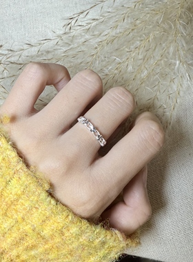 S999足银四叶草轻奢精致花朵戒指女气质百搭小众设计田园风戒指