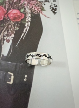 S925纯银《宿命》裂纹线条戒指