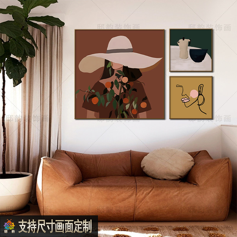 中古风民宿酒店餐厅装饰画样板间客厅组合晶瓷画软装墙面挂画定制,淘宝优惠券,粉丝福利购,淘宝优惠卷