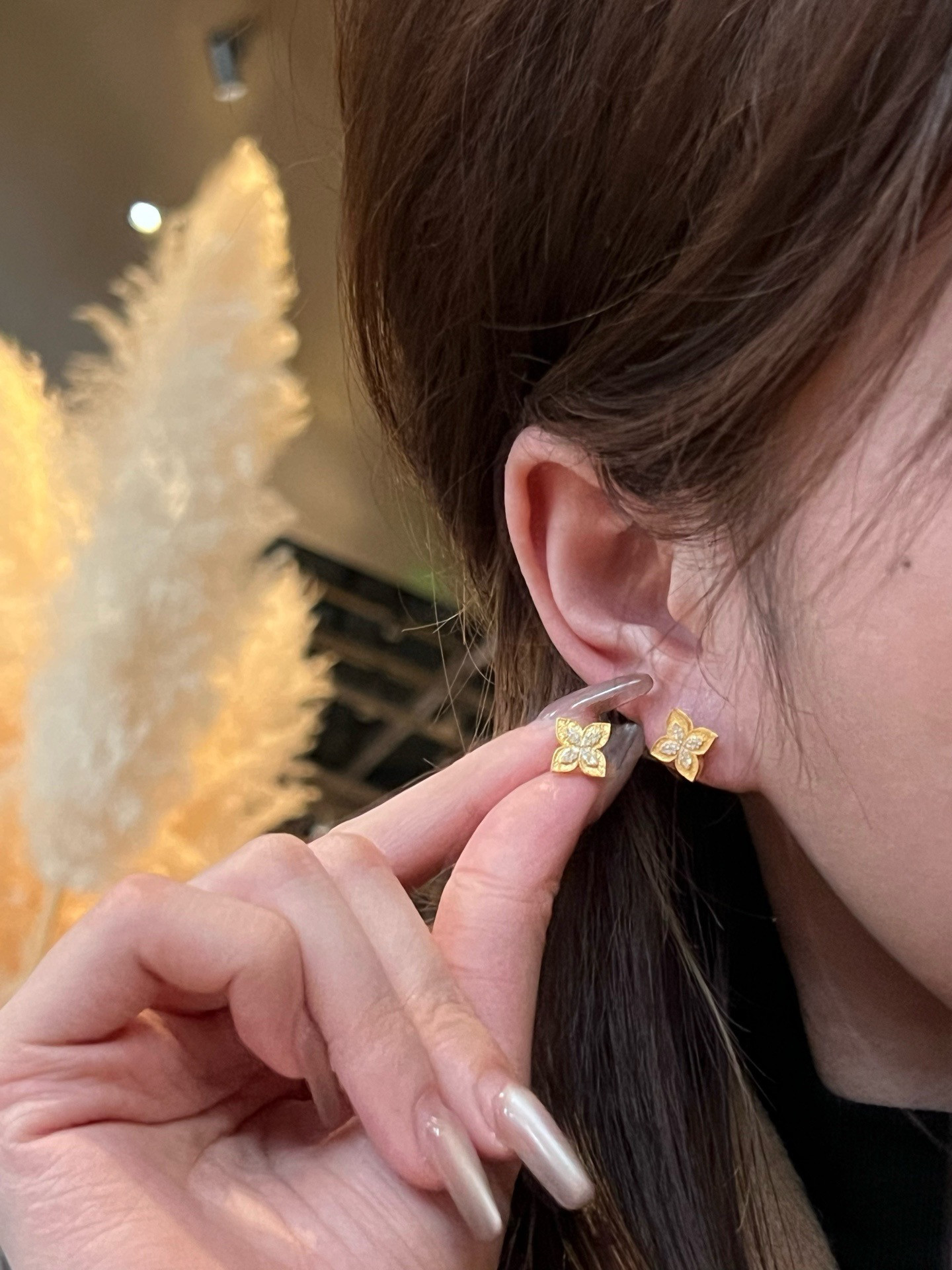 宫廷四叶草耳钉黄金镶嵌999足金,淘宝优惠券,粉丝福利购,淘宝优惠卷