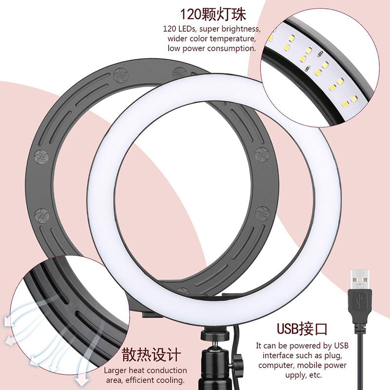 AIXPI网红主播抖音LED手机直播补光灯环形灯美颜桌面款便携可调节