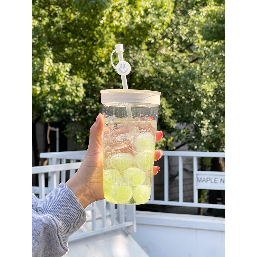 COMIKA口咔吸管气泡杯女生高颜值水杯塑料杯ins便携式高档果花茶 - 图1