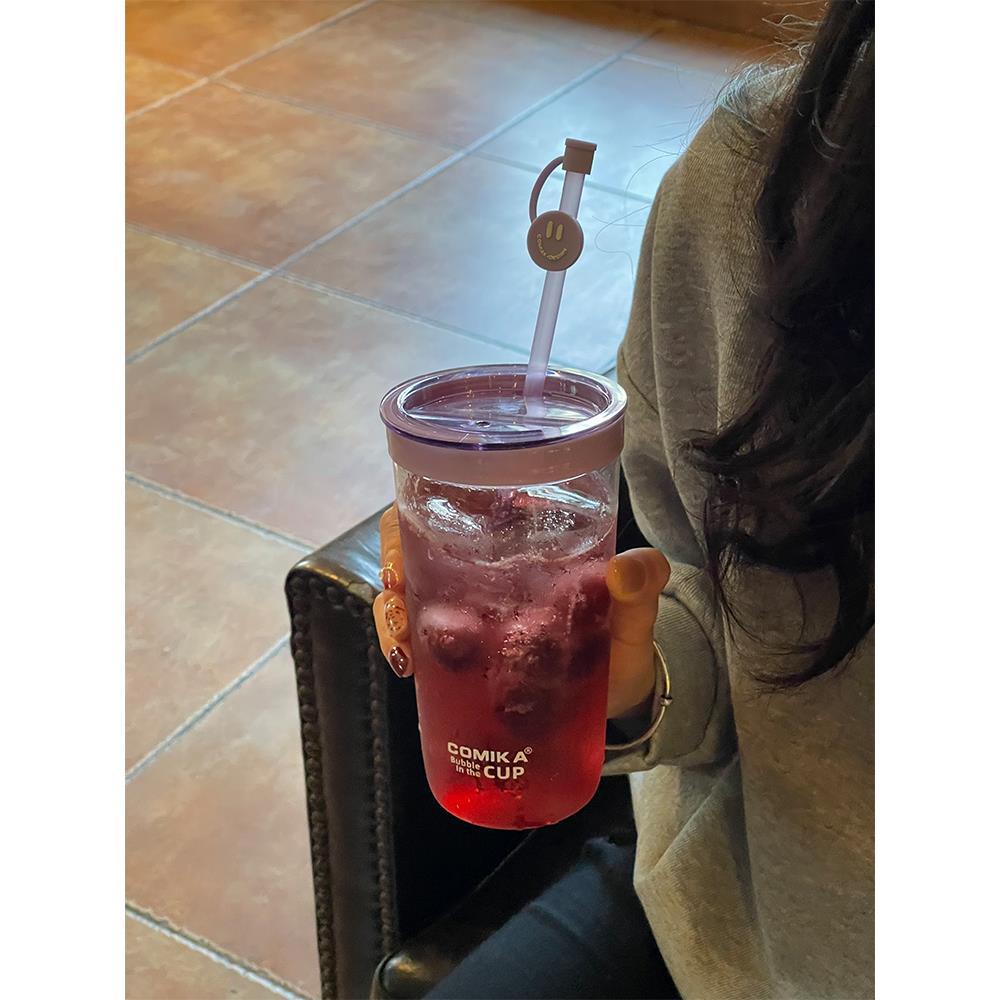 COMIKA口咔吸管气泡杯女生高颜值水杯塑料杯ins便携式高档果花茶 - 图2