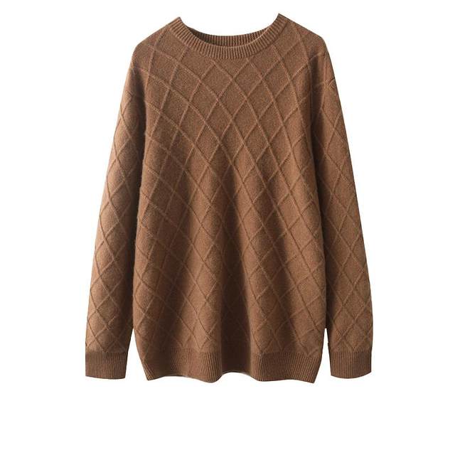 Men's round neck stretchy knitted cashmere sweater