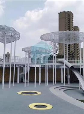 不锈钢镂空云朵雕塑铁艺网格编制动物摆件户外草坪园林景观小品