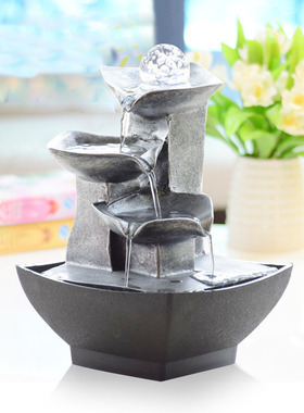 欧式流水喷泉桌面小摆件装饰礼品创意简约水景开业吧台装饰礼品