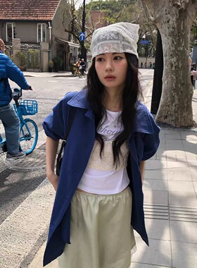 withoutsummer韩国博主同款夏蕾丝头沙法式多种搭配钩针三角巾