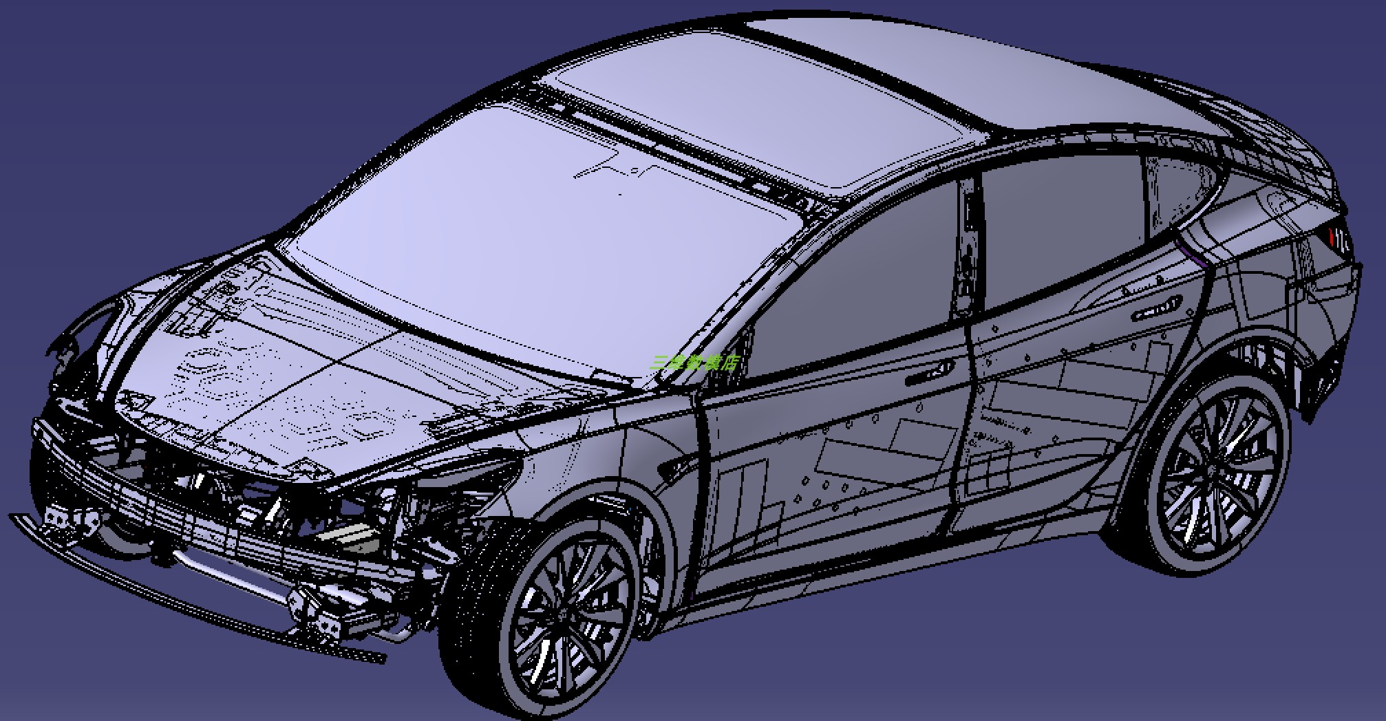 特斯拉Tesla新能源Model3电动汽车轿车整车3D三维几何数模型Catia - 图0