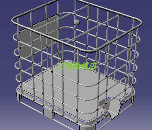 275加仑吨容量油箱桶水箱3D三维几何数模型铁框架Solidworks容器 - 图2