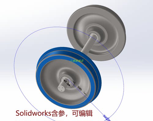 火车列车轮3D三维几何数模型高铁动车轮子Solidworks图纸CAD编辑 - 图0