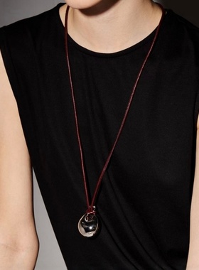 银色钱袋子红绳项链女