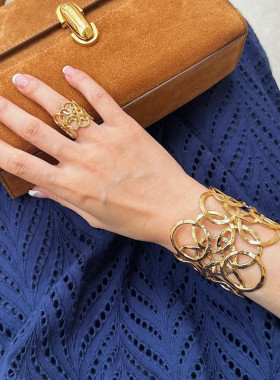 金属镂空网状开口手镯女