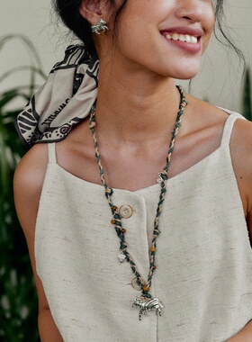 长款大斑马编绳项链女