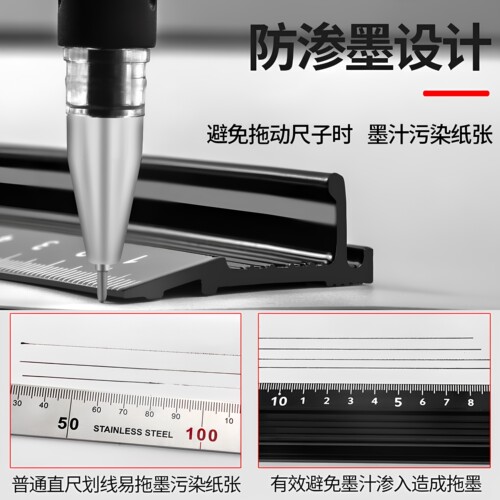 裁剪切割尺美工防护尺防滑防割手铝合金直尺裁切钢尺尺子长广告尺 - 图2