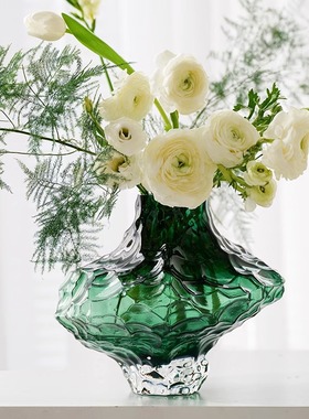 双旦优创意北欧ins峡谷花瓶不规则玻璃家居摆件样板间高品质装饰