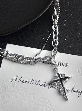 十字架吊坠男士项链潮牌百搭男款潮流百搭嘻哈小众高级感锁骨链女