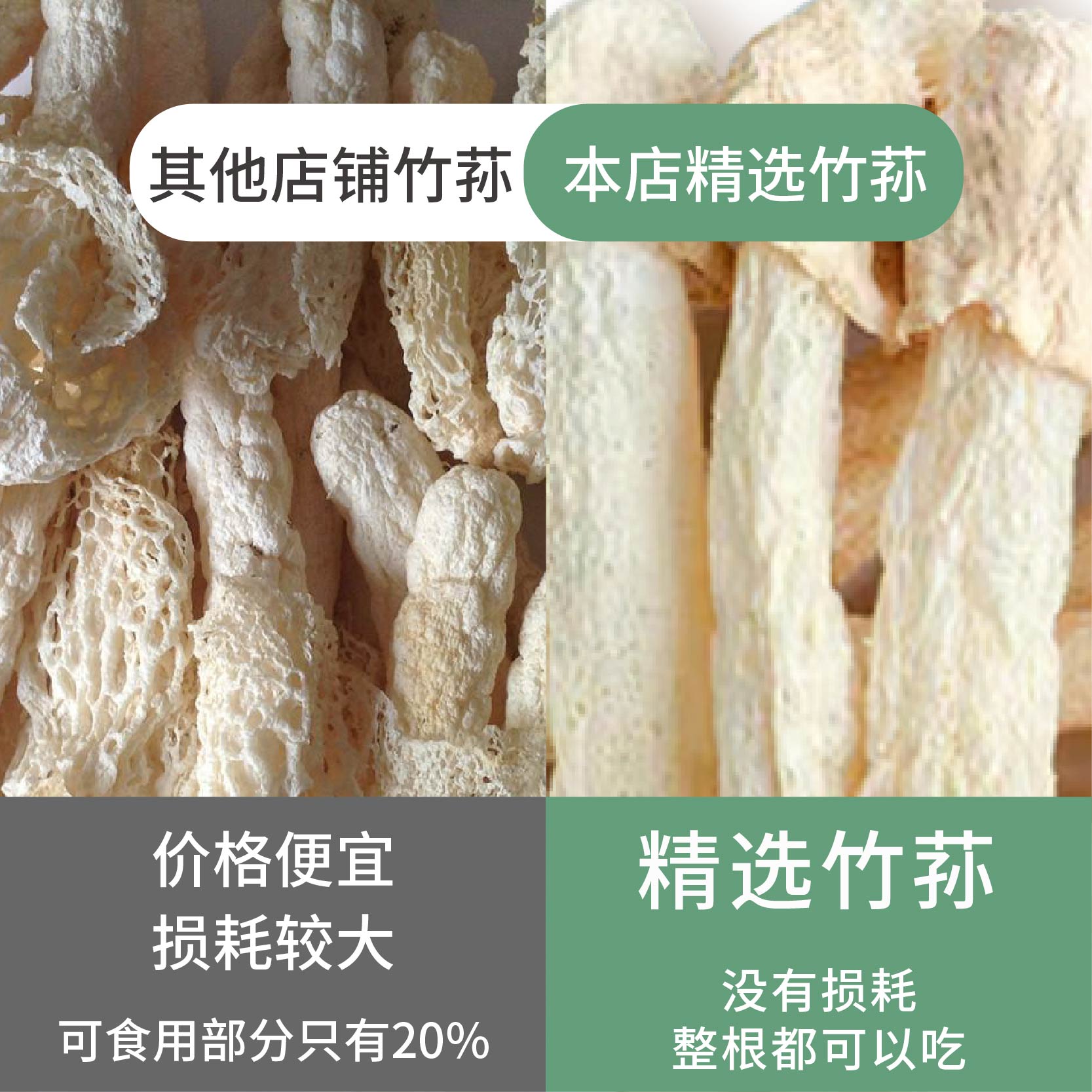 黑标主厨竹荪干货旗舰店特级竹逊野生菌菇煲汤食材鲜竹笙无硫短裙-图3