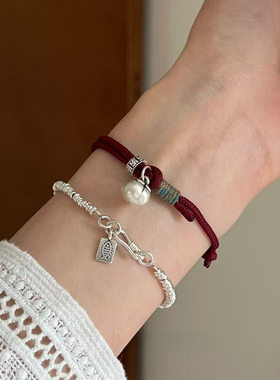 S925银柿柿如意红色手绳柿子手链