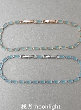 清冷感蓝色方块手链女