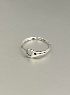 S925纯银做旧钥匙戒指女