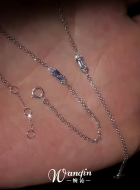 蓝色爆闪方糖仿锆手链女