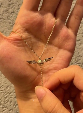 复古金色飞贼翅膀项链女