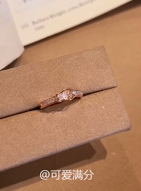 S925纯银金色闪钻马蹄扣戒指女