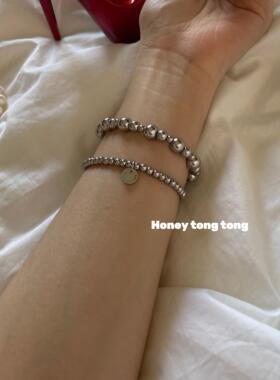 灰色小圆珠手串女生款