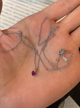 S925纯银mini爱心吊坠项链女