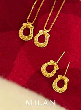 S925纯银爆闪碎碎冰马蹄扣项链女