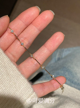 复古金色拼接闪钻极细手链女