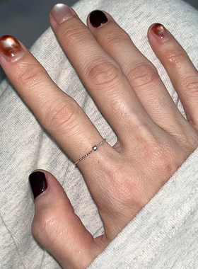 S925纯银色小圆珠极细戒指