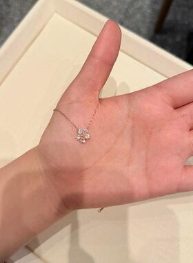 S925纯银满钻四叶草项链女