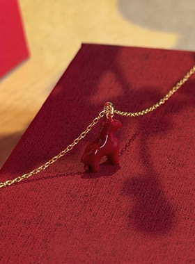 好运小马！红色滴油小马吊坠项链