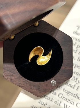 S925纯银金色波浪不规则戒指女