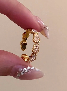 纳福迎新~金色贝珠葫芦戒指女