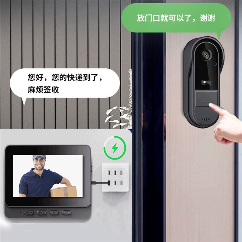 户外防水可视门铃别墅家用高清夜视电子猫眼双向对讲带显示屏监控 - 图2