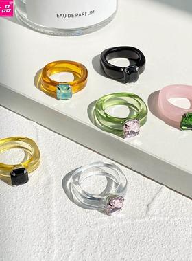 cute Inlaid rhinestone resin index finger ring Fashion girl