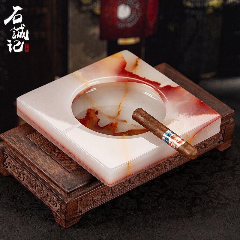 石诚记雪茄玉石烟灰缸北欧式创意奢华客厅茶几特大号高档ktv家用
