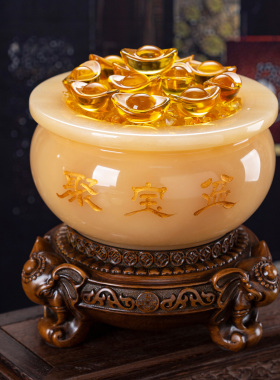 石诚记天然玉石盆满钵满摆件