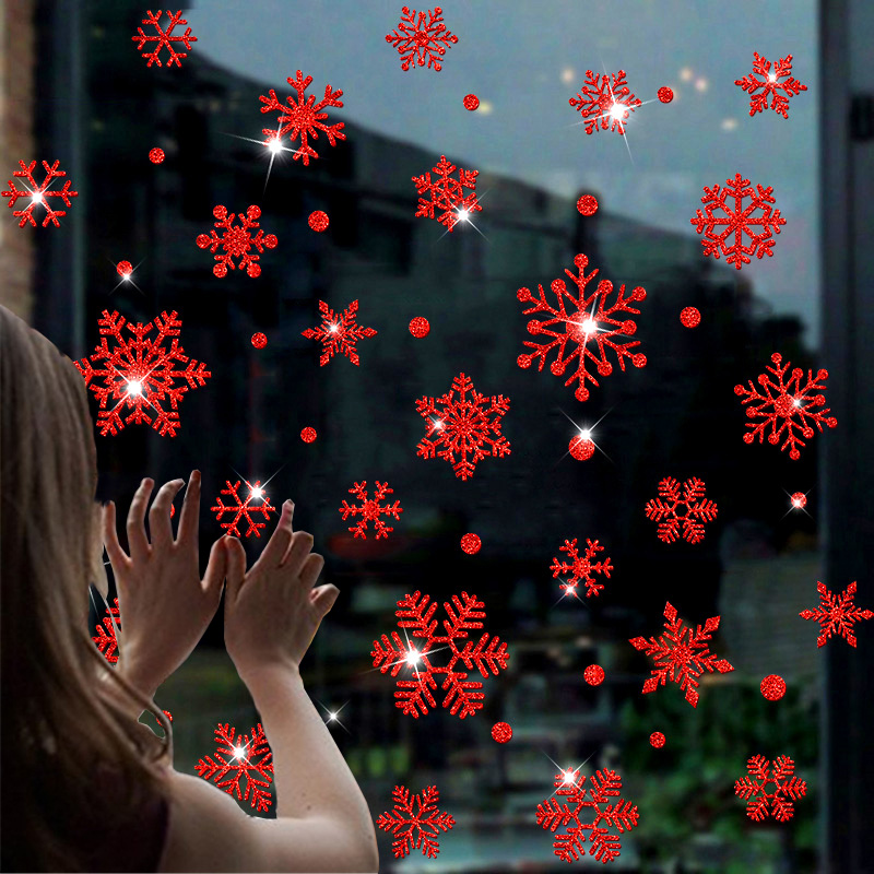 新年雪花静电贴店铺橱窗贴玻璃门贴纸窗户过年春节马年装饰窗花贴 - 图2