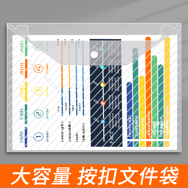 透明文件袋塑料加厚大容量A4防水袋按扣袋试卷收纳袋学生用档案袋资料袋文件夹包文具商务办公用品文具大全-图2