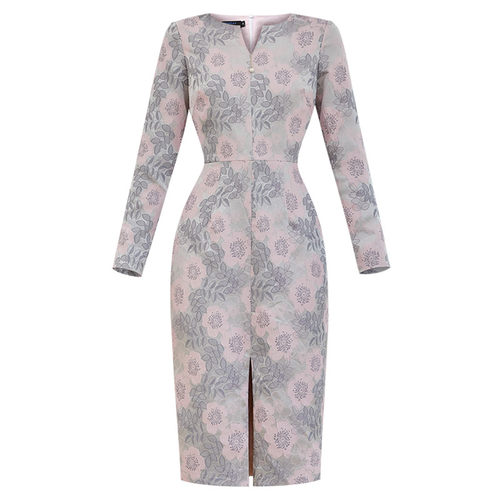 粉色减龄知性气质赫本风连衣裙女秋冬宽松正式场合复古A字裙2296 - 图3