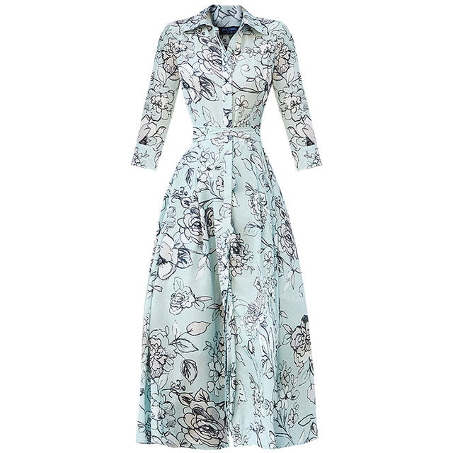 French chiffon dress socialite blue shirt dress