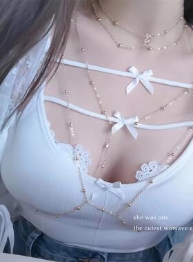 胸链925银身体链欧美bodychain性感比基尼bikini锁骨链女高级感纯