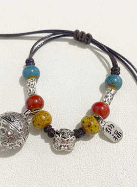 醒狮招财纳福学生手串香囊球复古