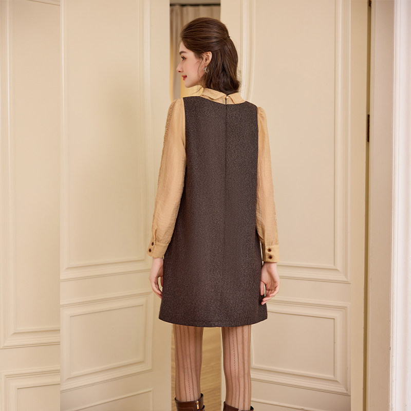 白鹿语蝴蝶结背心裙假两件连衣裙25秋新款高级感千金风亮片A字裙