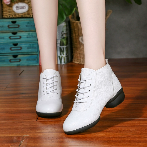 Весенняя танцующая спортивная обувь, удерживающие тепло сапоги, из натуральной кожи, мягкая подошва