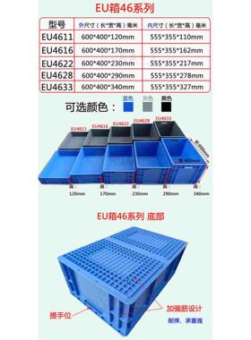 EU箱蓝色周转箱过滤 零件工具收纳箱 HP加厚汽车零部件周转物流箱